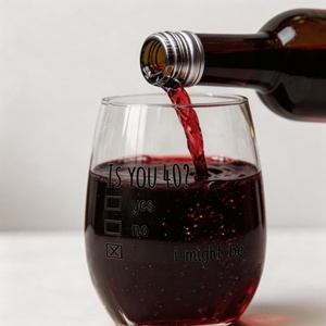 Verre à vin sans pied amusant de 440 ml, imprimé sur mesure, cadeau d'<span class=keywords><strong>anniversaire</strong></span> 40e, 50e, 60e, tasse à boire originale personnalisée pour hommes et femmes - Product Image 4
