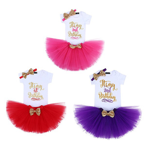 <span class=keywords><strong>de</strong></span> verano medio 1st 2nd 3 piezas conjunto <span class=keywords><strong>de</strong></span> ropa vestido <span class=keywords><strong>de</strong></span> cumpleaños <span class=keywords><strong>para</strong></span> bebé niña - Product Image 1