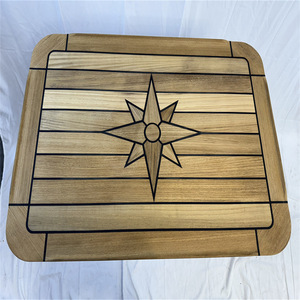 Rectangular Teak Tabletop <b>with</b> Star Pattern and Rounded Corners <b>Foldable</b> 510x750mm for Courtyard Yacht RV Marine Accessories - Product Image 1