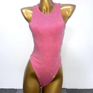 S596 Rhinestone Bikini Crystal Swimwear Rhinestone Bodysuit Crystals Thong Bikini
