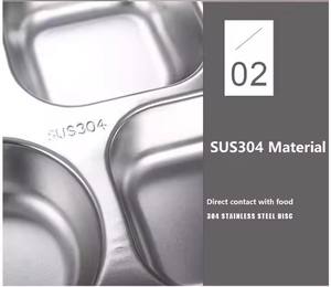 Vijf Compartimenten Fastfood Dienblad Roestvrij Staal Sus304 Microwave School Lunchbox Verdeeld Dinerbord Food Kwaliteit Deksel/Deksel - Product Image 3