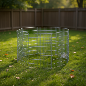 Recinto per animali a 8 pannelli in ferro zincato 21,3 x 31,5 pollici, box per animali domestici, colore argento - Product Image 2