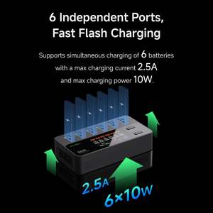 E625 6-Channel 1S <b>LiPo</b> <b>Charger</b>/Discharger Storage 3.70/4.20V Compatible for Tiny Whoop FPV Racing Drone - Product Image 4