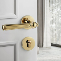 Poignée de porte silencieuse à levier fendu, design européen noir mat, en aluminium/zinc/cuivre pour portes en bois, usage hôtelier/cuisine