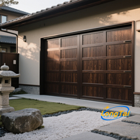 LONG TAI Porte de garage en alliage d'aluminium, Faux cèdre-16x7ft Double, isolée, grain de bois Mimic