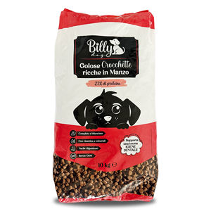 Nourriture sèche complète pour chiens Billy Dog, toutes races, riche en bœuf, 10 kg, 23 % de protéines, avec vitamines et minéraux - Product Image 1