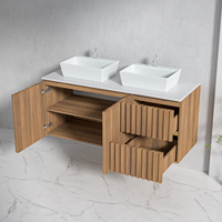 Meubles d'hôtel de 120cm Armoire murale en bois moderne Coiffeuse de salle de bain flottante avec 2 portes