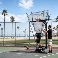 Entraîneur de basketball portable et pliable avec filet de rebond réglable en acier et aluminium pour l'entraînement au tir sur les terrains