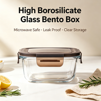 Boîte de conservation alimentaire en verre de 640 ml, compatible micro-ondes, avec couvercle noir anti-fuite, pour l'organisation des repas quotidiens des étudiants