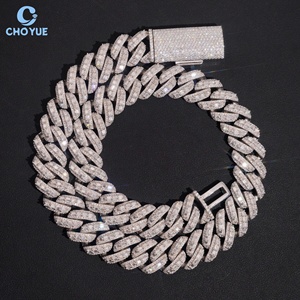 Collar de Cadena Cubana con Moissanita Baguette de Gran Tamaño, 18mm de Altura, Chapado en Rodio, Plata Sólida 925, Joyería Hiphop Iced Out - Product Image 6