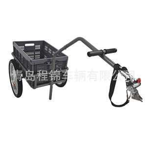 Remolque de Carga para Bicicleta, Cesta de Plástico, Marco de Acero, Ruedas Neumáticas de 16 Pulgadas, Carga Máxima de 100 Kg, Carro Utilitario de Una Sola Capa - Product Image 3