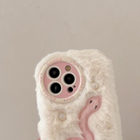 Automne hiver trou rond en trois dimensions perle serpent étui de téléphone en peluche pour iPhone 11 12 13 14 15 16 Pro Max Design de luxe