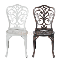 Chaise et table légères de bistrot de meubles extérieurs de fonte d'aluminium en bronze pour des hôtels et des parcs