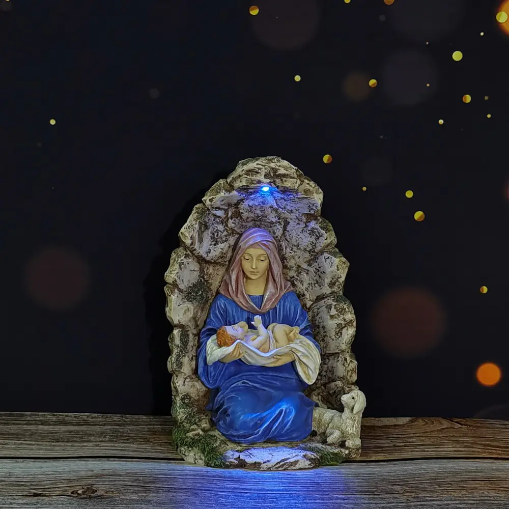 Home decoration resin Religious Statues Virgin Mary Statues with baby Jesus figurine crafts