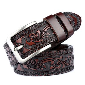 <span class=keywords><strong>Ceinture</strong></span> en cuir verni sculpté pour <span class=keywords><strong>homme</strong></span> avec boucle en alliage, style professionnel, longueur 110-130 cm - Product Image 3