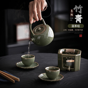 Ceramic Kung Fu <b>Tea</b> <b>Set</b> With Warmer One Pot Two <b>Cups</b> Chinese Style Stoneware <b>Tea</b> <b>Set</b> For Household Use - Product Image 2