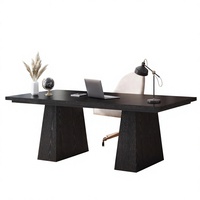 Bureau de direction de 63 pouces avec double piétement, moderne et simple, en bois d'ingénierie, table de conférence/écriture pour la maison ou le bureau
