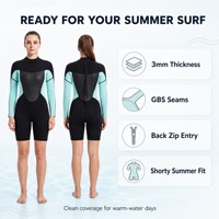 Combinaison de plongée courte 2 mm avec fermeture éclair dorsale pour femme, combinaison de surf une pièce à manches courtes, équipement de plongée OEM