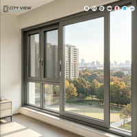 Fenêtre coulissante moderne en alliage d'aluminium CE, résistante aux ouragans, double vitrage, pour appartement et hôtel