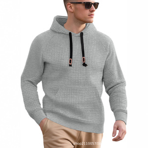 Sweat-shirt décontracté pour homme en jacquard <span class=keywords><strong>avec</strong></span> <span class=keywords><strong>capuche</strong></span> à carreaux et grandes poches - Product Image 2