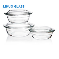 Casserole en verre transparent haute résistance au borosilicate pour la cuisson, avec couvercle en verre