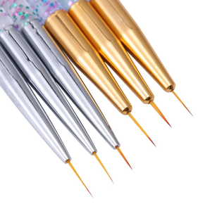Pinceau à ongles en plastique à paillettes 3 couleurs avec manche doré, pinceau de précision pour gel acrylique et peinture fine pour manucure et nail art - Product Image 4