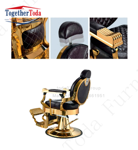 Sillón de Barbería de Lujo, Antiguo, Ajustable y Reclinable, Color Borgoña y Plateado, para Salones de Belleza y Peluquerías - Product Image 4