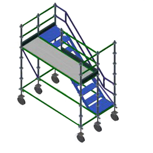 Конструктор Layher, трансформирующая стальная передвижная кольцевая платформа для строительных лесов с лестницей и колесами в линейном массиве для продажи - Product Image 1