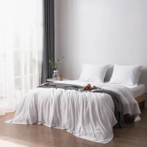 Sateen Weave-sábana de cama de bambú 100%, no tóxica, Queen King