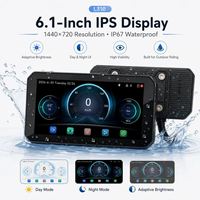 Navegador para Moto con Carplay, Pantalla Táctil de 6.1'', Android Auto Inalámbrico, Resistente al Agua IP67, TPMS Delantero/Trasero, BSD, Sensor de Luz Automático