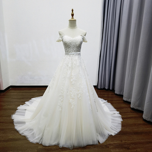 Boho ra khỏi vai một dòng ren hoa hạt váy cưới váy cưới mz0058 - Product Image 2