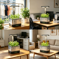 Système hydroponique automatique en acier inoxydable Hydroblue, éclairage LED pour la culture, circulation automatique de l'eau, kit de culture de plantes aromatiques et de laitues de bureau