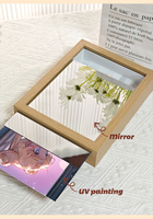 Üç renkli LED gölge kutusu Modern ahşap fotoğraf çerçevesi cam kapalı ekran doğum günü için makyaj masası aynası ortam aydınlatma duvar sanatı