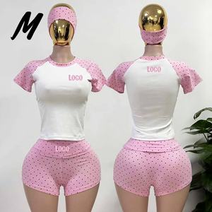 Completo Casual da Donna Primavera Estate 2026 con Logo Personalizzato, Set 2 Pezzi in Cotone Elasticizzato a Pois, Abbigliamento Loungewear - Product Image 2