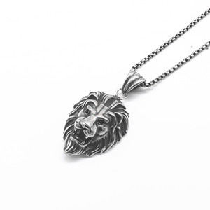 Yunnique – collier avec pendentif tête de lion en acier inoxydable pour hommes, style Punk, bijoux à la mode en forme d'animal - Product Image 2