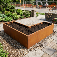 Pot Bunga Baja Corten Rakitan Flat Pack KD, Kotak Penanam Baja Corten