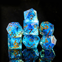 Jeu de dés DND pour Donjons et Dragons, dés en résine à bords tranchants, faits à la main, 7 accessoires, dés polyédriques pour jeux de rôle, bleu