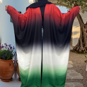 6750# Customize Color Modest Abaya Lucky Gradient Color Elegant Muslim Islamic <b>Kaftan</b> Women Popular Fashion Open Abaya - Product Image 4