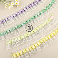 Dentelle organza à double couche colorée, motifs personnalisés, dentelle à volants froncés, accessoire de couture DIY