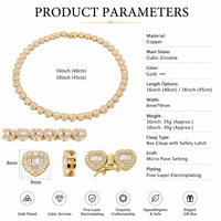 Collier Baguette Cœur Iced Out en Zircon Cubique, Ras-de-cou Hip Hop Plaqué Or, Bijoux pour Femme et Homme, Idée Cadeau