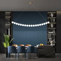 Lámpara Colgante LED de Latón Estilo Francés, Moderna y Minimalista, Tira Larga, Tamaño Mediano, Regulable, para Sala de Estar