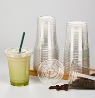 Vente en gros de gobelets jetables en plastique PET de 98 mm de diamètre, gobelets transparents pour boissons froides avec couvercles, en vrac pour usage commercial