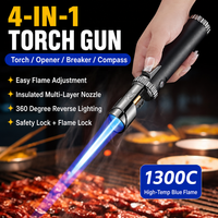 Briquet torche coupe-vent en forme de pistolet, rechargeable par USB-C, au gaz butane, 1300°C, pour barbecue et camping, vente en gros