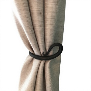 Curved Black Iron Metal Curtain <b>Tie</b> <b>Backs</b> Minimalist Modern Design Easy Installation Curtain Accessories - Product Image 1