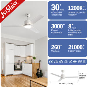 1stshine Ventilateur de plafond 52 pouces Blanc ABS Pales Réglable Vent Smart Control Ventilateur de plafond avec lumière - Product Image 3
