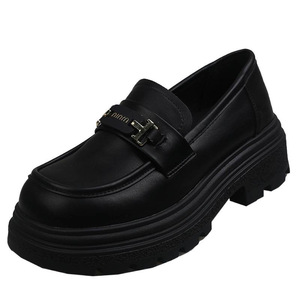 2026 Spring Women's Black Platform <b>Shoes</b> Versatile Thick Sole Leather <b>Shoes</b> Casual Flat <b>Shoes</b> Fashion Daily Wear <b>Shoes</b> - Product Image 5