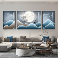 Impression sur toile de paysage aquarelle contemporain, élégant et minimaliste, art mural moderne de luxe écologique pour salon, toile de fond de canapé encadrée