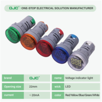Lampu Indikator Voltmeter Digital LED QJC 22mm AD16 AC 20-500V Bulat untuk Panel, Lampu Pilot Tegangan Multi Warna