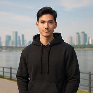 Sweat à capuche en coton épais tricoté 3 couches, chaud pour l'hiver, avec poche kangourou, style streetwear coréen - Product Image 6