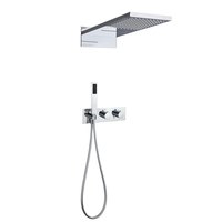 Système de douche encastré chromé WEIHAO, douche pluie rectangulaire et douchette à main, ensemble combiné avec robinet mélangeur en laiton massif